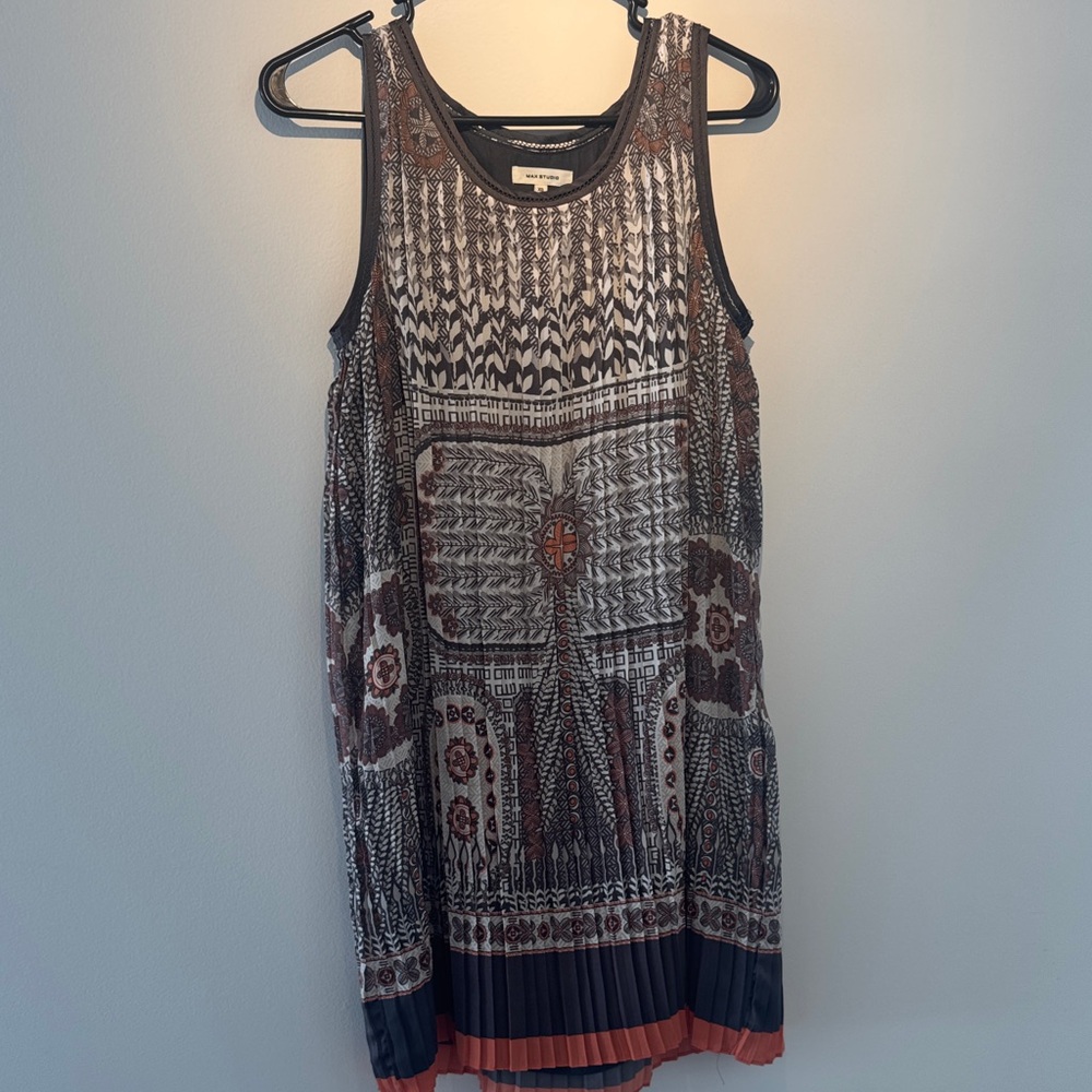 Max Studio Black and Brown Patterned Mini Dress